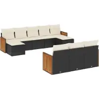 vidaXL 10-delige loungeset voor de tuin met kussens, zwart, polyrotan