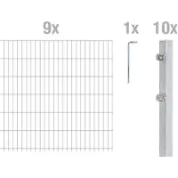 Alberts 671792 dubbelstaafmat hekwerk als 16-delige complete hekwerkset, kunststofgecoat, groen, hoogte 163 cm, lengte 17,5 m