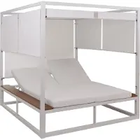 Mendler Aluminium lounge tuinligstoel -M63b, XL ligstoel Bali ligstoel, 10cm kussen ~ wit kussen crème