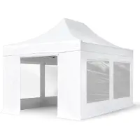 TOOLPORT 3x4,5 m Easy up partytent met zijwanden (4 panorama), PROFESSIONAL alu 40mm, wit