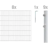 Alberts 669683 dubbelstaafmat hekwerk als 22-delige complete hekwerkset, thermisch verzinkt, hoogte 143 cm, lengte 20 m