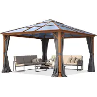 TOOLPORT Tuinpaviljoen Hardtop Forest Deluxe loft grey, 4x4 m, met eikenhoutlook