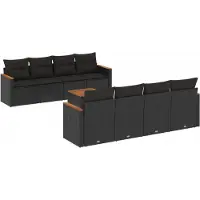 vidaXL 9-delige tuinmeubelset met kussens, zwart, polyrotan
