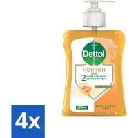 Dettol - Handzeep - Nourish - Honing & Vanille - 250 ml - Voordeelverpakking - 4 stuks