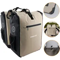 Proride Dubbele Fietstas Rolltop - Fietstassen Electrische Fietsen - 40L - Beige - Geschikt voor MIK adapter - 100% Waterdicht - Elektrische Fiets - Fietszakken