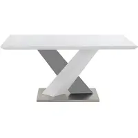 Vente-unique Eettafel SALVA - 6 zitplaatsen - Gelakt mdf - Wit en zwart