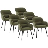 Vente-unique Set van 6 stoelen met armleuningen van stof en zwart metaal - Groen - HEKA