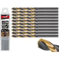 Tvardy Metaalboor - HSS 5,10 mm - TiN coating - Zwart & Goud - Voor moeilijk bewerkbare materialen - 10 stuks