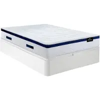 Vente-unique Bedset 140 x 190 cm - Witte bedbodem met opbergruimte + hybride matras met pocketveren - MARQUIS van PALACIO