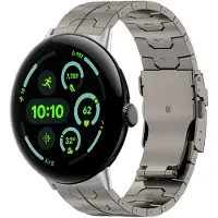 Strap-it Titanium 'Iron' bandje geschikt voor Google Pixel Watch 3 - 45mm / Google Pixel Watch 4 45mm - Titanium kleur