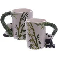 Puckator Koffiemok panda beer - 2x - met ornament - 280 ML - drinkbeker - dieren thema