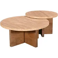 Giga Meubel Salontafel Leno Travertin Naturel Set van 2