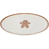 J-Line bord Cookie Ovaal Dolomiet - keramiek - bruin/wit