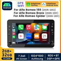 Hexinex Quad-Core autoradio Geschikt voor Alfa Romeo 159 Spider Brera - Draadloos CarPlay, Android Auto, Android14, multimediaspeler, 2GB+32GB