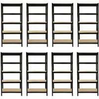 MonsterShop Monster rekken 8 x zwart rekken eenheid 5 Tier garage opslag magazijn rekken 75 x 150 x 30cm