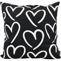 Gek op kussens! Sierkussen hartjes zwart | 45 x 45 cm | katoen/polyester