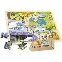 Viga Houten Puzzel 48 Stukjes - Dierenpret in de Dierentuin