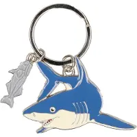 Nature Planet Sleutelhanger witte haai - metaal - 5 cm - Dieren cadeau - Kinderen
