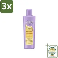 Andrélon 3 x – Shampoo – Stralend Blond – 250 ml - Grootverpakking - Blond Haar - Highlights - Glans - Helderheid - Stralend Blond Haar
