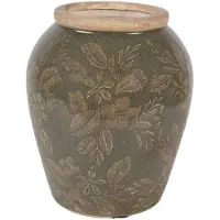 Clayre & Eef Vaas Ø 13x15 cm Groen Keramiek