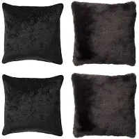 Dutch decor - KUSSENSET - 4-delig - Soft Elegance - 45x45 cm - inclusief binnenkussens - zwart - Met Ritssluiting – Decoratie Kussens - Comfortabele kussentjes voor op de Bank
