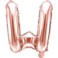 Party Deco Partydeco - Folieballon Rose Gold Letter W (35 cm)