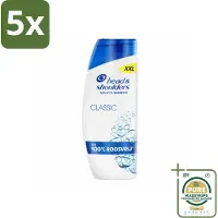 Head & shoulders 5 x – Shampoo – Classic – 625 ml - Grootverpakking - Anti-roos Shampoo - Roosvrij Shampoo - Hoofdhuid Verzorging - Microbiome Balance - Schone Hoofdhuid