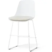 Nolon Nino-Liv barkruk wit met naturelbeige Zitkussen - wit onderstel - 65 cm