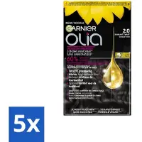 Garnier - Olia 2 - Haarkleuring - Diamant Zwart - Zonder Ammoniak - 60% Olie - Permanente Kleur - Bulkverpakking - 5 stuks