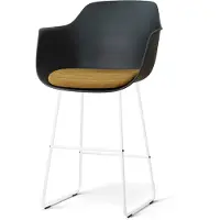 Nolon Nino-Liz barkruk zwart met mosgroen Zitkussen - wit onderstel - 75 cm