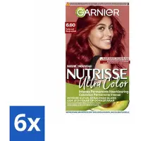 Garnier - Nutrisse Ultra Color 6.60 - Haarkleuring - Vurig Rood - Voedend - Permanente Kleur - Voordeelverpakking - 6 stuks