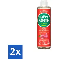 Happy Earth – Douchegel – 100% Natuurlijk Floral Patchouli – 300 ml - Voordeelverpakking - 2 stuks