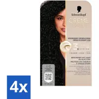 Schwarzkopf - Haarkleuring - Creme Supreme 1-0 - Natuurlijk Zwart - 245g - Voordeelverpakking - 4 stuks
