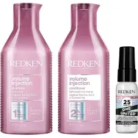 Redken Volume Injection Shampoo and Conditioner with One United Multi-Benefit Spray Bundle