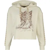 Pussy deluxe - Rockabilly Trui met capuchon - Wild West Boots Cropped Hoodie - S tot XXL - voor Vrouwen - gebroken wit | Maat M