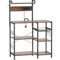 4Goodz Keukenrek, staand rek met 2 stopcontacten, 5 s-haken, 5 planken, mand,