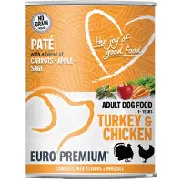 Euro Premium Adult kalkoen en kip paté natvoer hond 1 tray (6 x 400 g)
