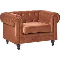 Beliani CHESTERFIELD - Fauteuil - Goudbruin - Fluweel