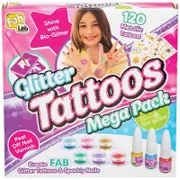 FAB LAB Fablab - Glitter Tattoos - Tatoeages maken - Knutselpakket - 28 sjablonen - Plak tattoos voor kinderen
