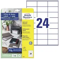 Avery Zweckform AVERY Universele etiketten, permanent klevend 6122 A4 Wit 70 x 36 mm 10 Vellen à 24 Etiketten