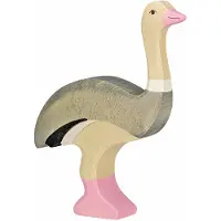 Gollnest & Kiesel Figurine - - Struisvogel - Handgeschilderd hout - Europese productie - 13,5x2,3x12 cm