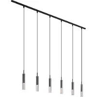 QAZQA Modern railsysteem zwart met 6 hanglampen zwart met smoke glas 1-fase - Slimline Loyce
