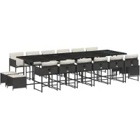 vidaXL 17-delige Tuinset met kussens poly rattan zwart