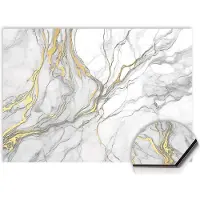 KitchenArt - Elegant Gold Marble Spatscherm - 120x80 cm - Spatscherm Achterwand Keuken - Spatwand Keuken