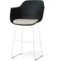 Nolon Nino-Liz barkruk zwart met naturelbeige Zitkussen - wit onderstel - 75 cm