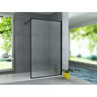Aloni douchewand van glas met zwart mat profiel – douchewand van veiligheidsglas (ESG), open douchewand, nano-coating, beidezijds monteerbaar, hoogte 200 cm