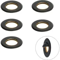 QAZQA Set van 5 moderne inbouwspots zwart incl. LED IP67 - Linsey