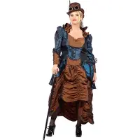 Coppens Steampunk Blue - 100% Polyester - Carnavalskleding dames grote maten | Maat 56 +