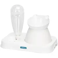 Nobleza Kattenvoerbak met Waterreservoir - 2-in-1 Voer- en Waterbak - Verhoogde Schuine Voerbak - Automatische Waterdispenser - Anti-slip - Wit