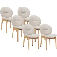 Vente-unique Set van 6 stoelen van stof en heveahout - Beige - ISADIO